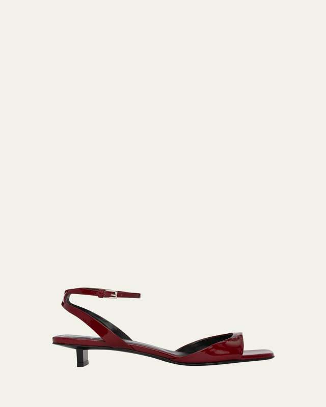 Stella Patent Kitten Ankle-Strap Sandals